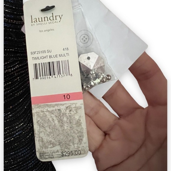 Laundry by Shelli Segal Dress 10 Midnight Blue Sparkly Rhinestone NWT Defects - Picture 4 of 12